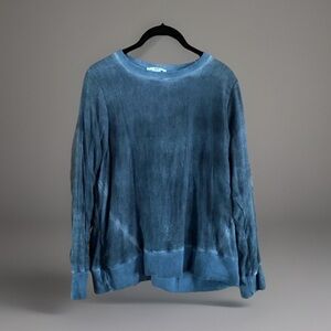 Helmut Lang Top Y2K SoHo Brooklyn Grunge distressed top chiffon layered blue